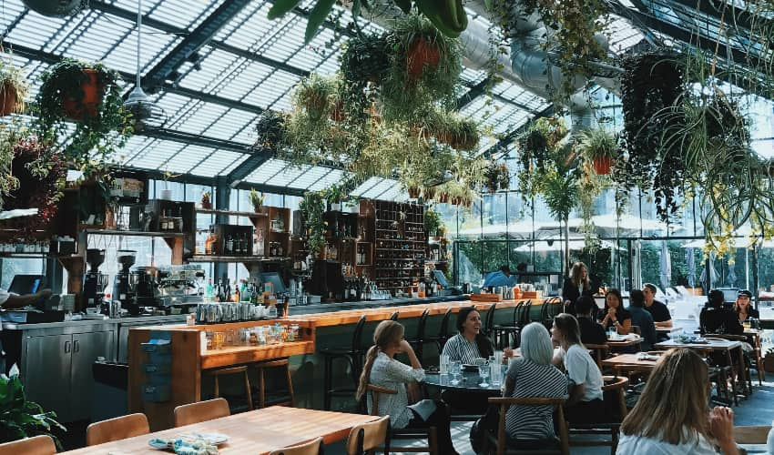 inside of the restaurant Openaire in Los Angeles