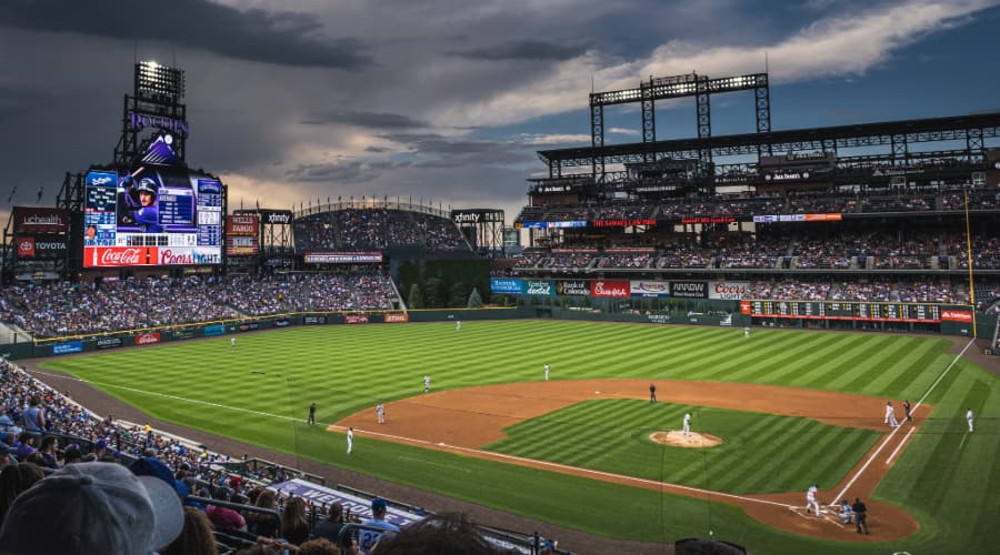 view across Coors Field in Denver during a game