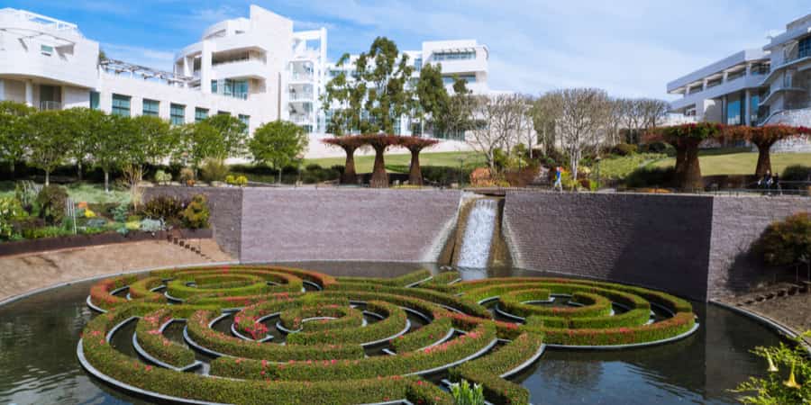 Gardens and water features at the Getty Center in Los Angeles