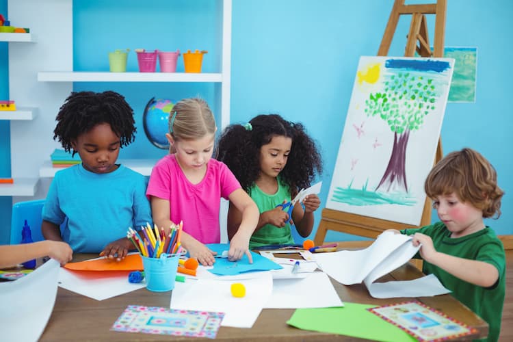 Kids doing crafts