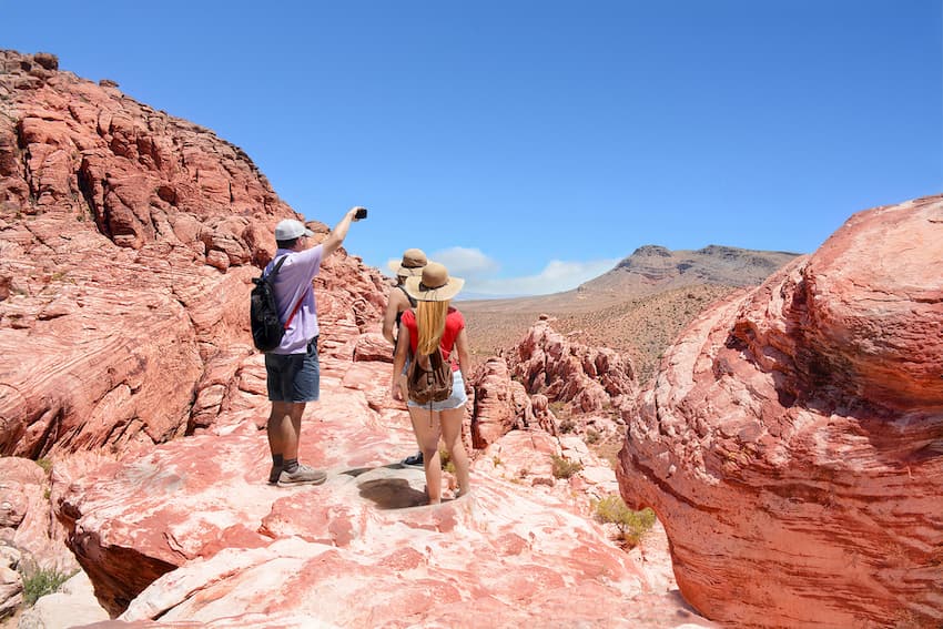 hikers enjoy stunning views at red rock canyon