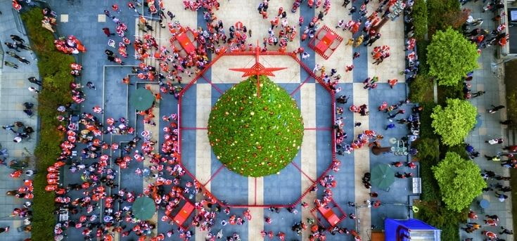 Union Square Christmas Tree lit in San Francisco