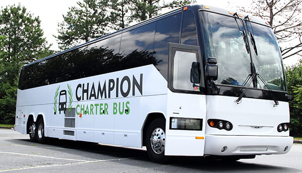 A Falcon Charter Bus white bus